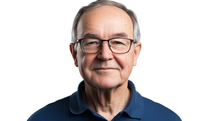 Confident senior man smiling on transparent background