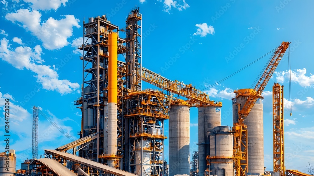 Aufkleber expansive cement factory with towering silos and intricate conveyor systems in the industrial infras