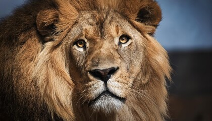 Striking Portrait of a Majestic Lion, Set Against the African Savannah at Dusk, Showcasing Power and Grace in an Epic Moment