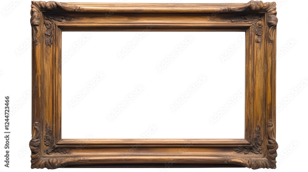 Poster elegant wooden picture frame with transparent background isolating the object