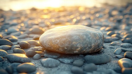 Coastal stone at sunset
