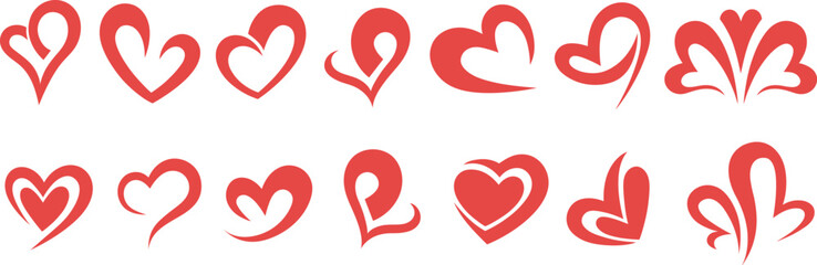 Set of love icon simple logo vector. Heart icon set with different shapes vector illustration