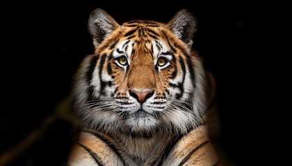 Majestic Tiger Striking Grace and Power amidst the Vibrant Sunlit Savannah, Showcasing a Closeup Portrait of the King of the Jungle in its African Habitat