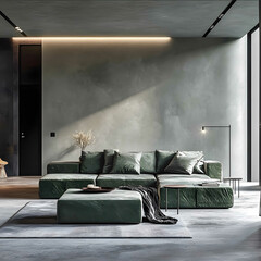 living room home trends in grey and green colours
