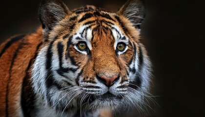 Naklejka premium AweInspiring Portrait of a Vigilant Tiger Against a Backdrop of Lush Greenery and Rich Wildlife, Showcasing the Striking Power and Grace of the Royal Beast Amidst a Tropical Rainforest.