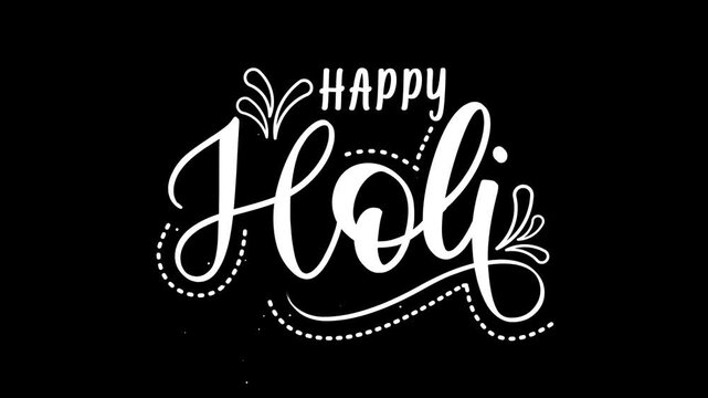 Happy holi in white lettering suitable for festive greeting cards, social media posts, event posters, and colorful celebrations.