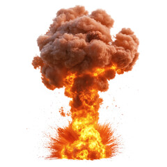 Dramatic Flame Rising from Explosion Isolated on Transparent Background