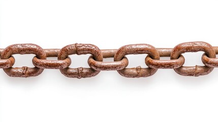 Obraz premium Rusty Brown Metal Chain Links On White Background