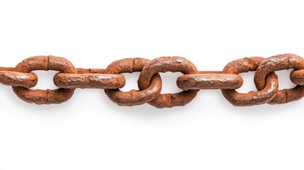 Fototapeta premium Rusty Chain Links On White Background