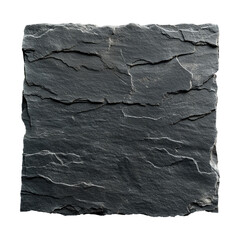 Rectangular slate tile with rough surface. Isolated on transparent background