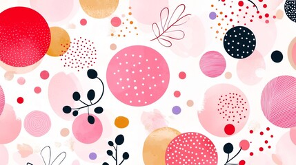 Abstract Watercolor Circles Pattern with Pink and Red Hues
