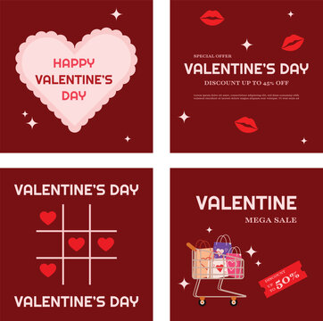 red valentine template set for instagram