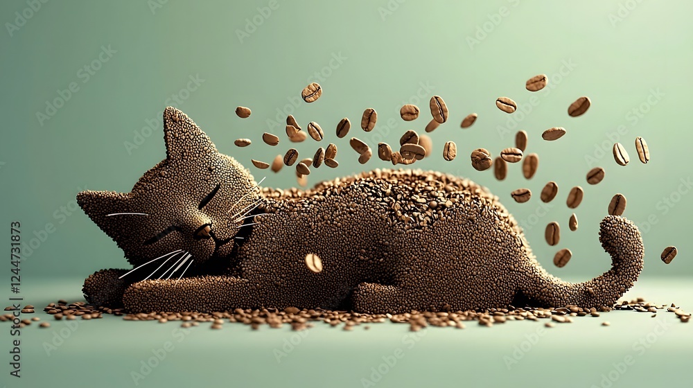 Aufkleber pattern formed by a coffee spill in the shape of a cat creating an intriguing and modern decorative design