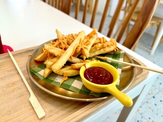 french fries with ketchup