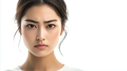 Naklejka premium 怒った表情をした日本人女性