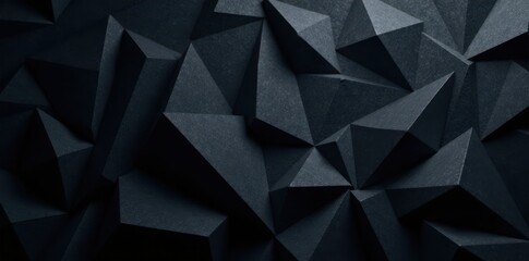 Jagged black polygons, deep shadows, sharp angles, modern, facet, low-poly