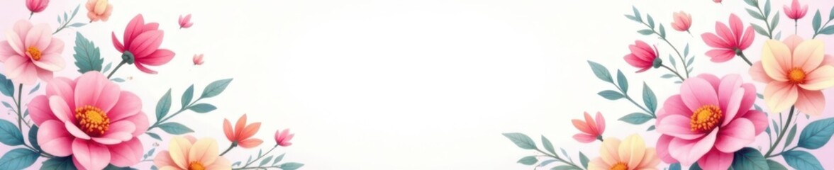 Pastel flower wreath, whimsical design, blank space , wedding, bloom, template