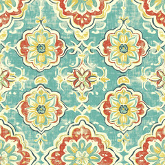 Retro seamless pattern - colorful nostalgic background design
