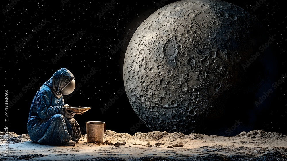 Poster a hidden spacecraft is launching from the barren cratered surface of the moon embarking on an advent