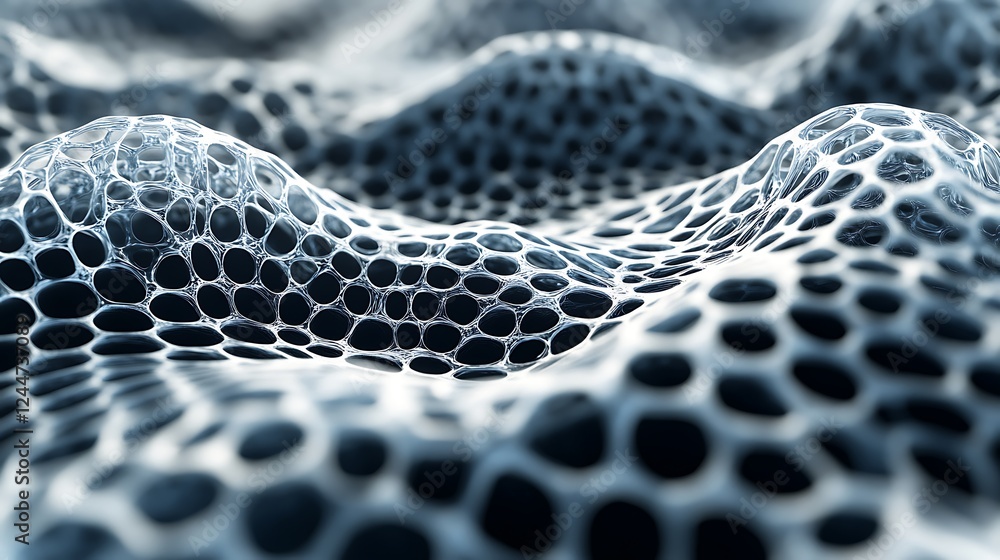 Poster abstract cellular structure: a 3d render of interconnected nodes