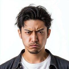 怒った表情をした日本人男性
