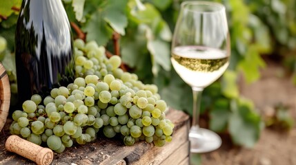 White wine grapes vineyard harvest autumn drink