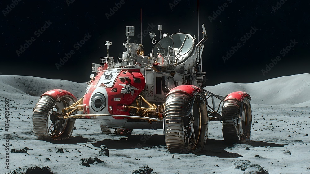 Poster A secret military rover on the lunar surface attempting to make contact with unknown inhabitants in a remote and mysterious environment