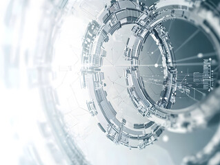 Obraz premium using silver 3D curved rings to symbolize the efficiency and smoothness of intelligent systems.