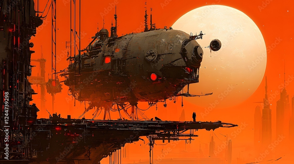 Poster an expansive futuristic alien city suspended in the vast dark void between galaxies with towering st