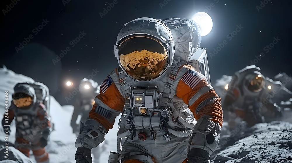 Poster astronauts in futuristic space suits engaged in a high stakes battle against unknown alien guardians
