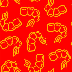 fried shrimp pattern. tempura fried shrimp seamless pattern. crispy shrimp tempura pattern background. Shrimp Pattern Background.