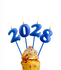 Happy New Year 2028 - Candles in the form of lit numbers