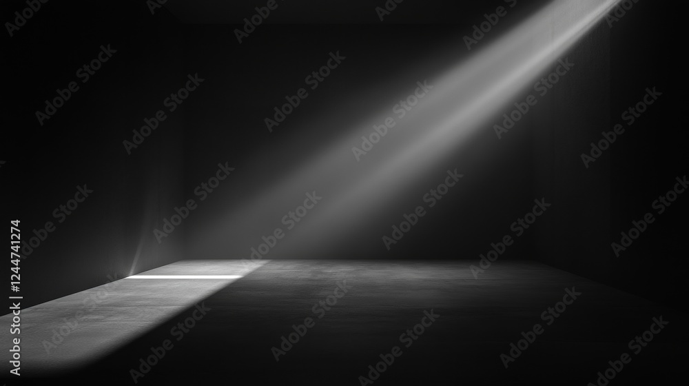 Poster mysterious black light, an abstract composition featuring subtle glowing outlines, evoking intrigue 