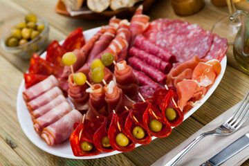 Assorted different types of spanish sausages