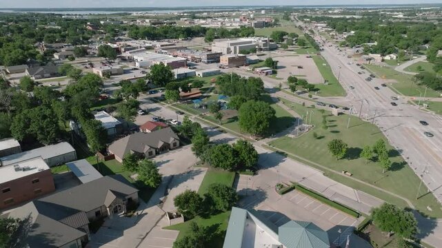 Aerial View of Olde City Park in Wylie, Texas Downtown