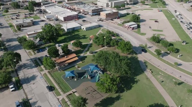 Aerial View of Olde City Park in Wylie, Texas, Downtown