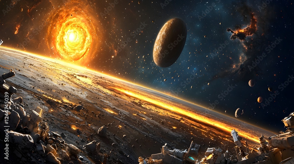 Poster mysterious black hole emitting an enigmatic energy signature that defies the laws of physics and cha