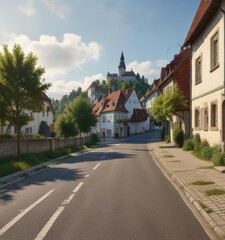 Obraz premium Panorama view of Turmberg from Durlacher Straße , durlacher strasse, germany, karlsruhe