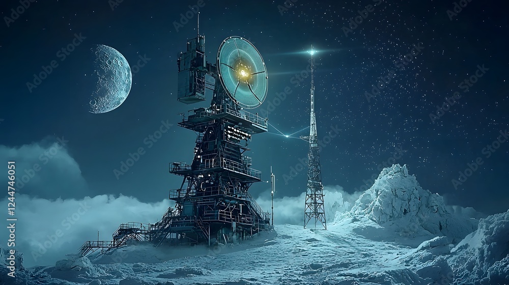 Aufkleber mysterious transmission signal being emitted from an ancient futuristic looking structure located on