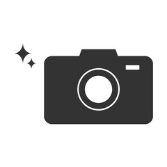 キラキラ付きのシンプルなカメラアイコンイラスト