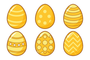 A Bundle of Cute Golden Egg vector cartoon illustration Easter day