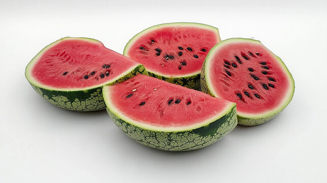 Sliced fresh watermelon arranged on a rustic wooden board, showcasing juicy red texture and vibrant summer refreshment