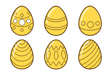A Bundle of Cute Golden Egg vector cartoon illustration Easter day