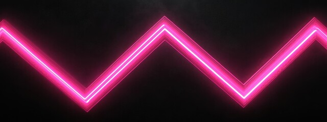 Abstract Pink Neon Lights Zigzag Pattern on Dark Background Glowing Lines Bright Design