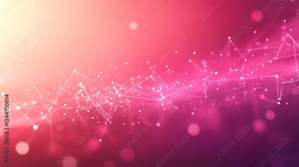 Poster abstract pink and orange network connection digital technology background plexus design