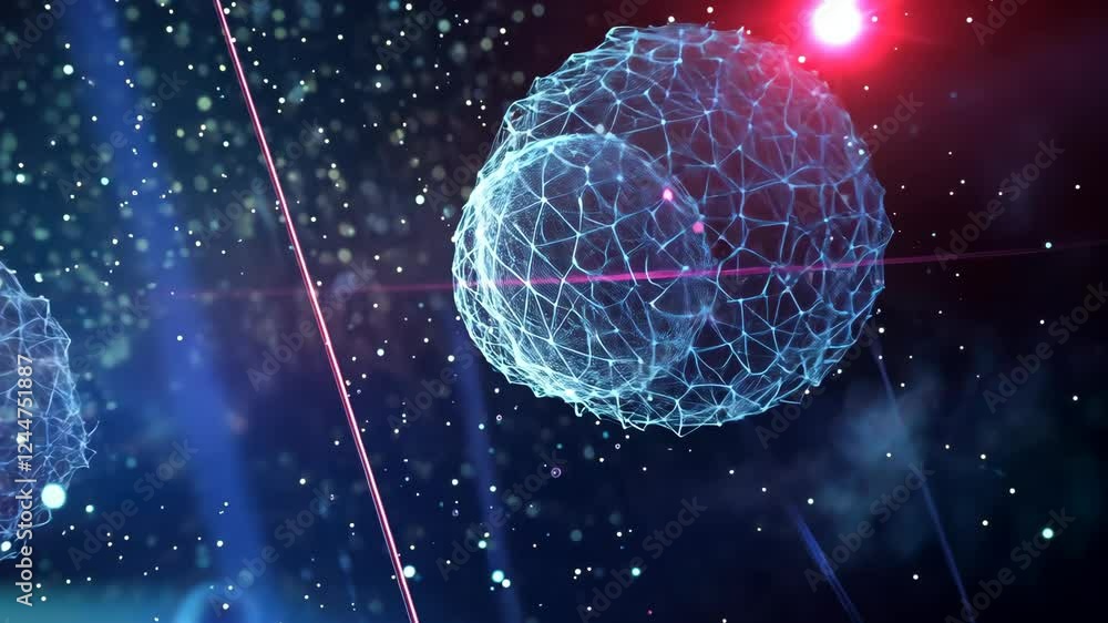 Poster futuristic neural network visualization with dynamic energy pulses in motion