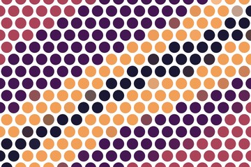 Vibrant colorful hexagonal dots pattern in burgundy, purple, and orange with a seamless geometric structure. Abstract background concept