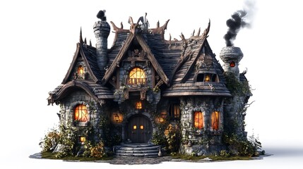 Fototapeta premium Fantasy Home Isolated In White Background
