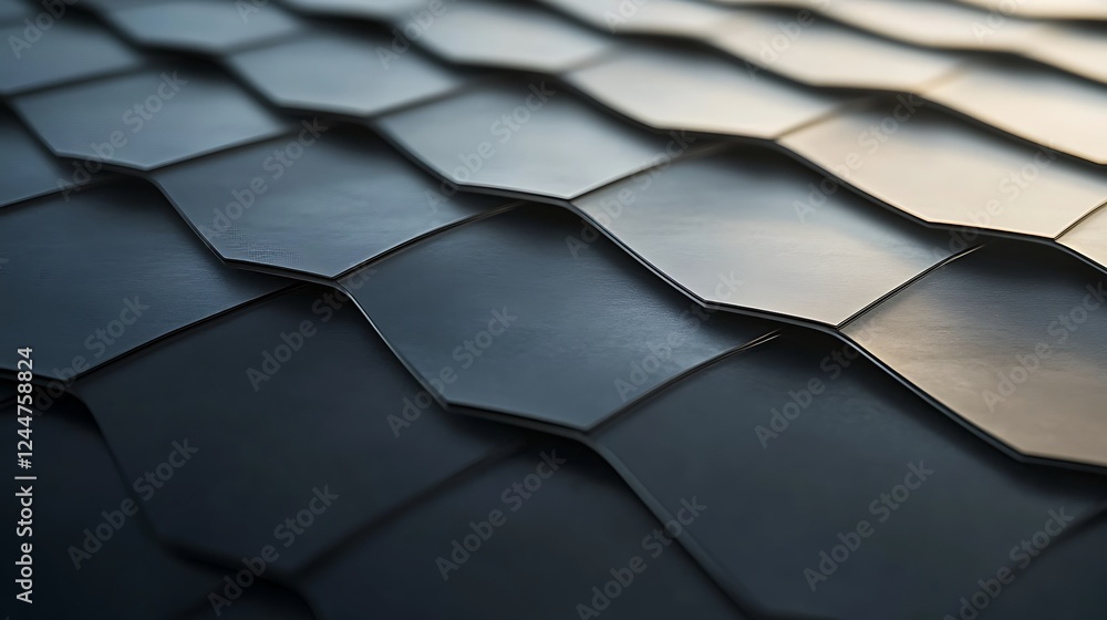 Poster abstract hexagonal pattern: a study in grey scales and shadow