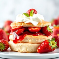 Delicious Strawberry Shortcakes with Whipped Cream and Glaze